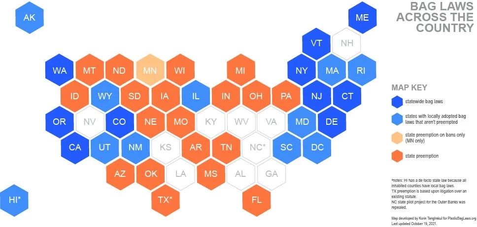 October 2021 — U.S. bag law map